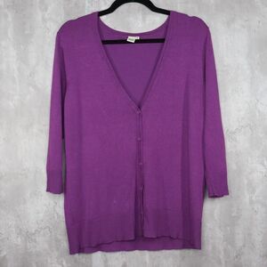 14th‎ & Union Cardigan Womens Size XL Purple 3/4 Sleeve Office Rayon Nylon